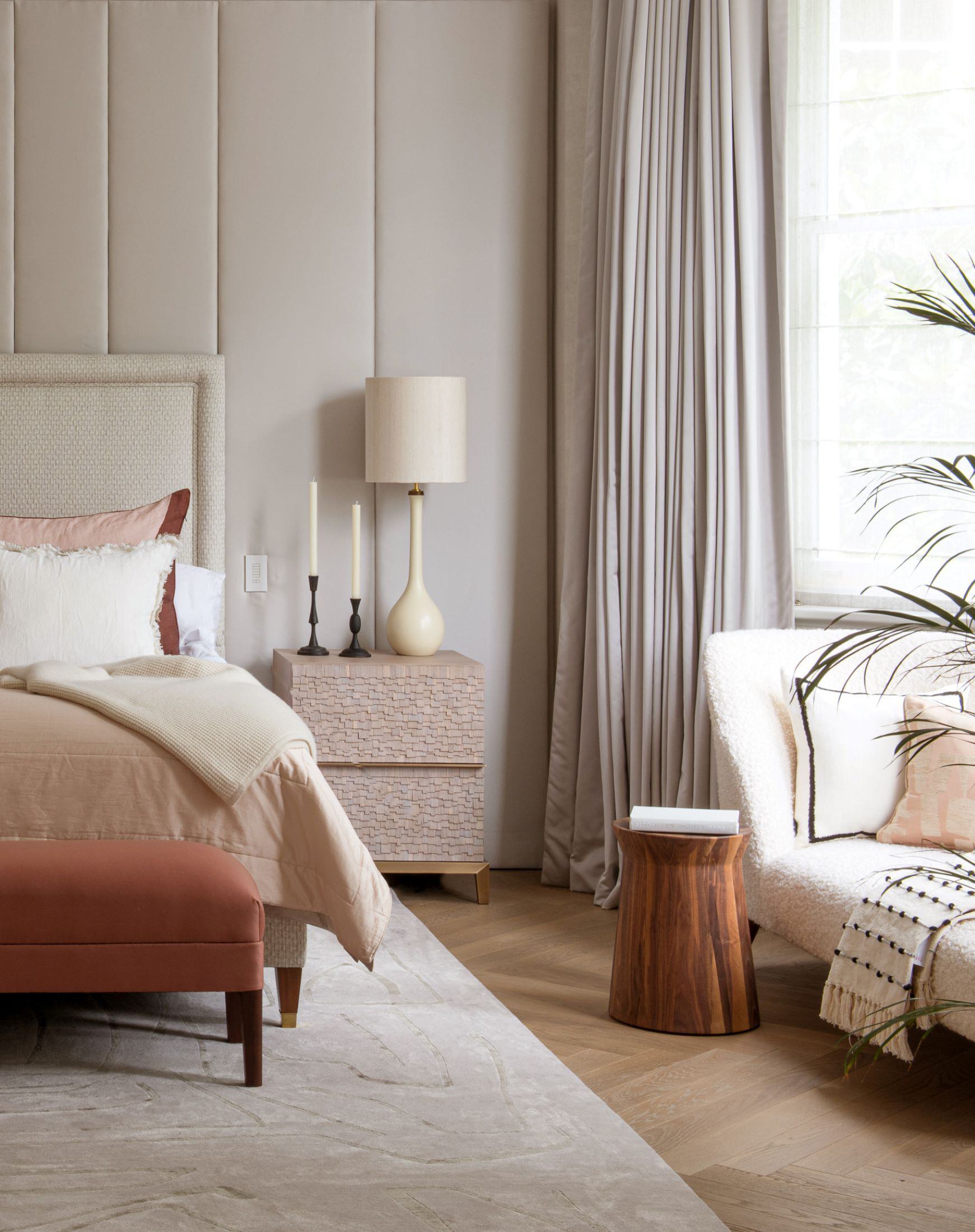 Designed to be restful and calming. London city home principle bedroom