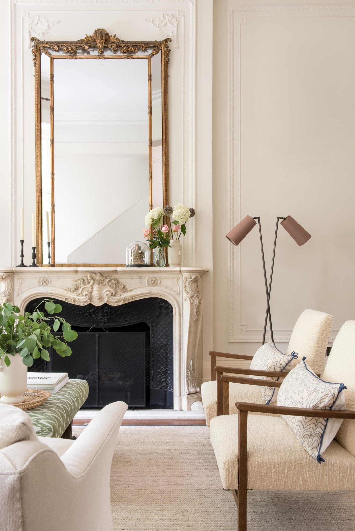 An elegant sitting room designed by Louise Wicksteed featuring bespoke furniture and muted colour